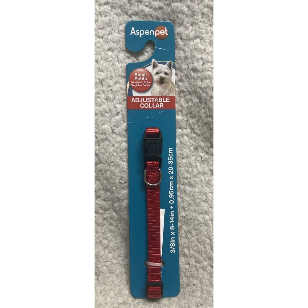 Aspen Pet‎ Small Adjustable Collar Red 3/8inch X 8 to 14 inches Brand New